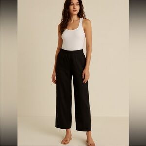 VETTA Capsule Black Tencel Wide Leg Ankle Pants | Size S